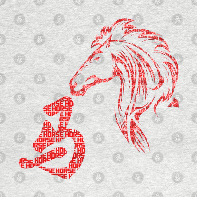 Horse Chinese zodiac red font style by INDONESIA68